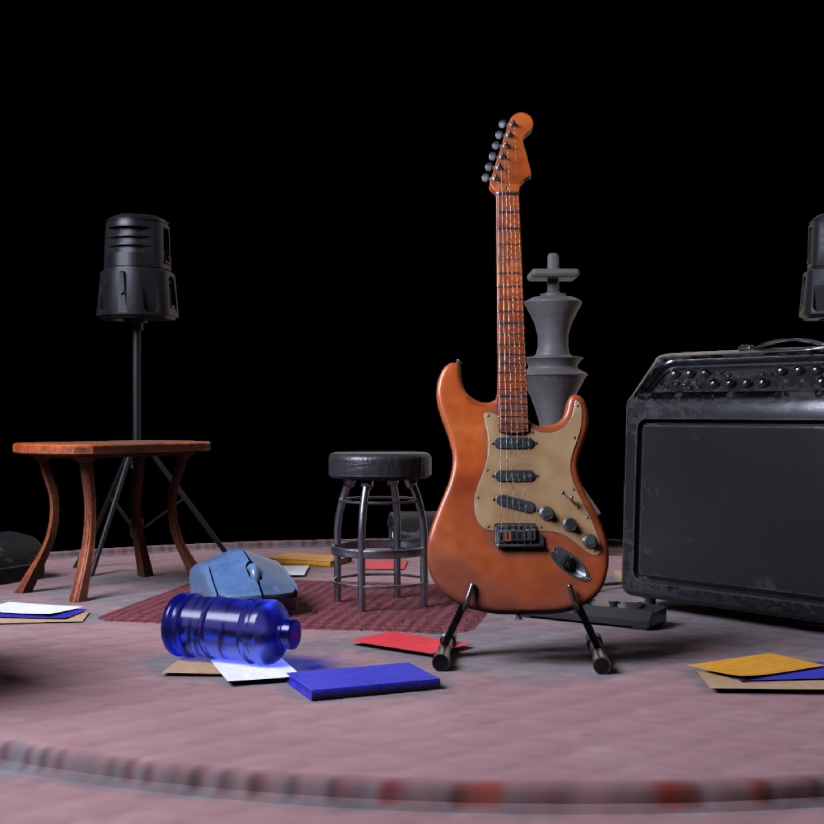 3D Guitar & Scene Showcase